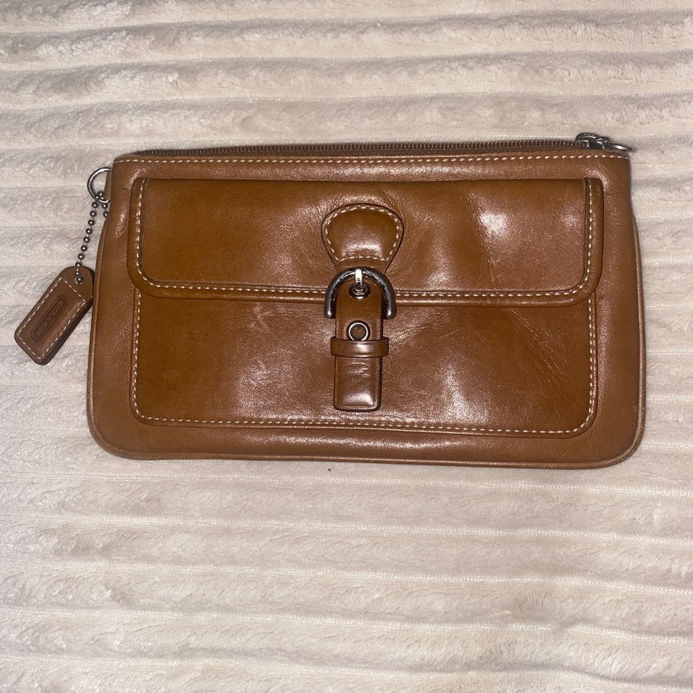 Vintage Coach Brown Leather Clutch